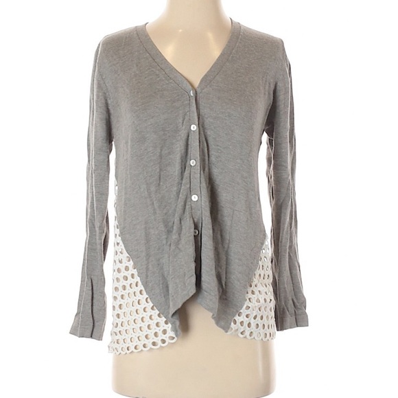 0 Celcius Gray White Mesh Back Knit Cardigan Small - Picture 1 of 9